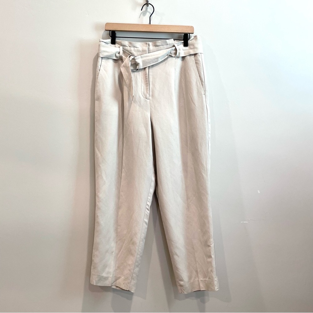 Ann Taylor Belted Paperbag Linen Blend Ankle Pant